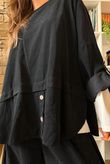 Bateau Needlecord Lazy Layer Top Black